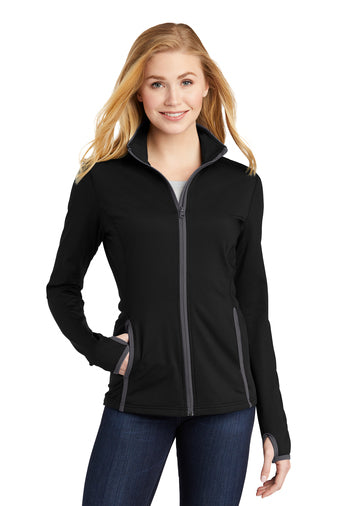 Sport-Tek® Sport-Wick® Stretch Contrast Women's Full Zip Jacket - Black