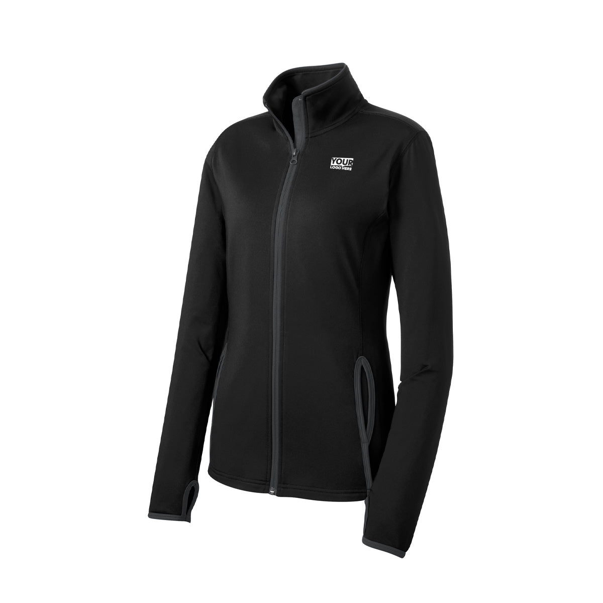 Sport-Tek® Sport-Wick® Stretch Contrast Women's Full Zip Jacket - Black