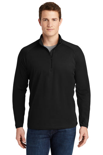 Sport-Tek® Sport-Wick® Stretch Men's Quarter Zip Pullover - Black